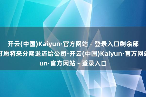 开云(中国)Kaiyun·官方网站 - 登录入口剩余部分湖北顺合甘愿将来分期退还给公司-开云(中国)Kaiyun·官方网站 - 登录入口